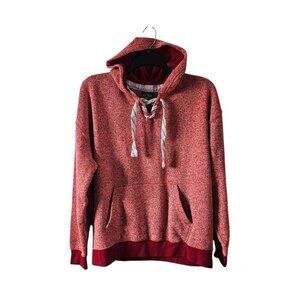 Salt Creek Red Pink Knit Pullover Hoodie Sweatshirt Women's XL